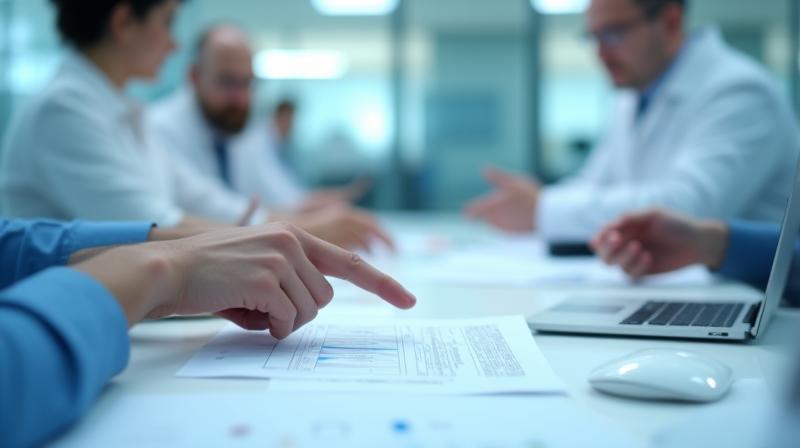 Image showing paper technical consultation in a modern lab environment